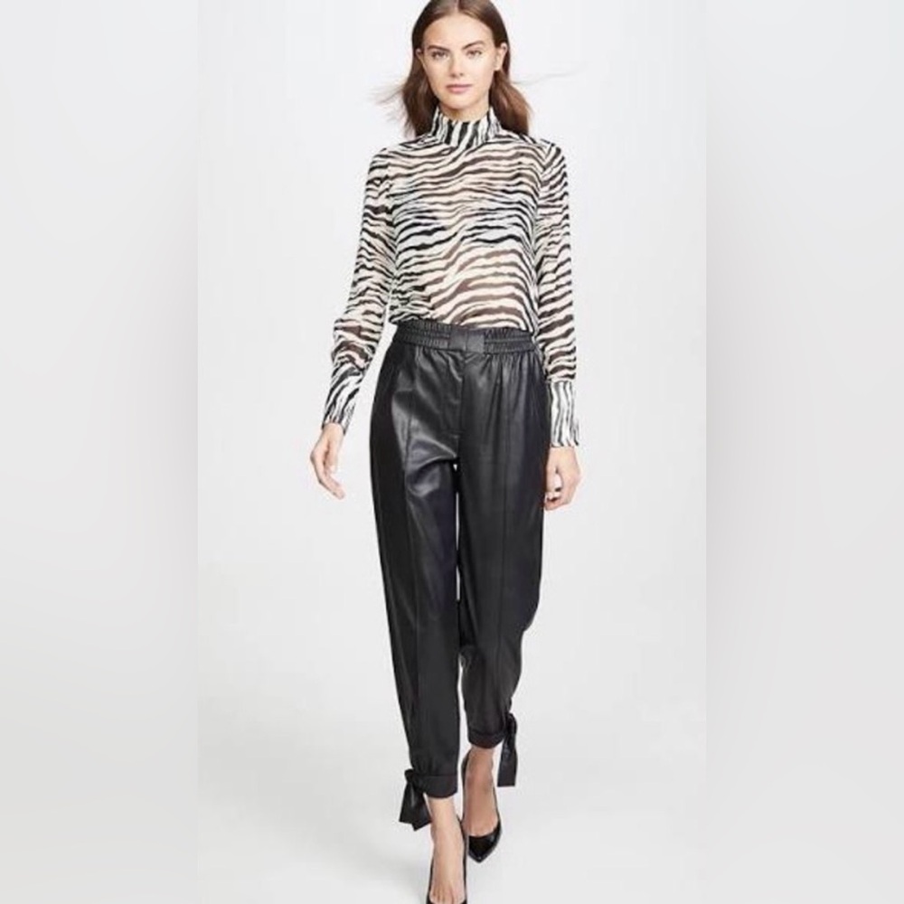 Rebecca Taylor Vegan Leather Ankle Tie Pants Size 12